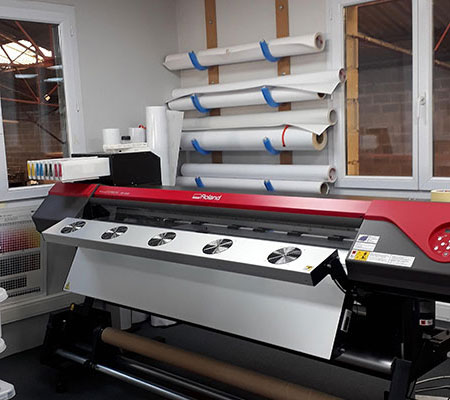 Printer from adEXPO's graphics workshop. The stand and design agency specializes in large-format printing.